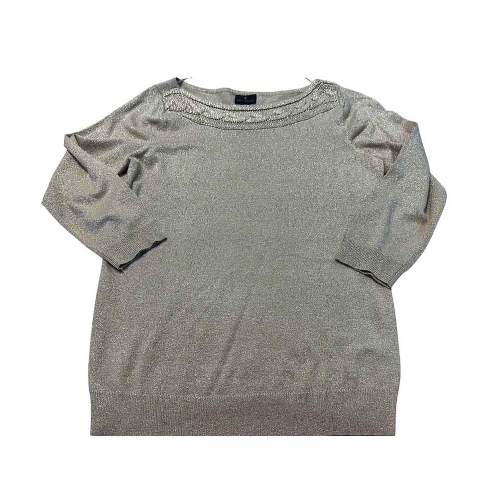 Worthington Womens‎ Gold Metallic Sparkle Knit Sweater Size M